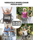 ISSYZONE Wheelchair Side Bag, Walker Pouch Bag with Cup Holder, Wheelchair Armrest Accessories for Walker, Rollator, Electric Scooter Wheelchairs, Ideal Gift for Mother's Day & Father's Day (Grey)