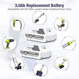 C D H 2 Packs 24V 3000mAh Replacement Battery for Snow Joe+Sun Joe 24V Lithium-iON Battery Series 24BAT-LTX/LTW/LTE/LT/XR EcoSharp Pro