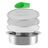 Dirt Garden Sieve Soil Sifter - Stainless Stackable Sifting Pan Soil Sand Sieve,9.5in Sifting Pan Contain 3 Sieve Mesh Filter Sizes (0.043",0.133",0.204") with Bonsai Soil Scoops,Garden Shovels 1PACK