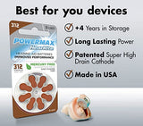 Powermax USA Size 312 Hearing Aid Batteries, Brown Tab, 128 Count