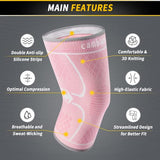 CAMBIVO 2 Pack Knee Brace, Knee Compression Sleeve for Men and Women, Knee Support for Running, Workout, Gym, Hiking, Sports (Light Pink,Small)