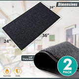 Sierra Concepts 2-Pack Front Door Mat - Large 36 x 24 Welcome Indoor Outdoor Entryway Mats for Shoe Scraper, Ideal for Inside Outside High Traffic Area, Steel Gray