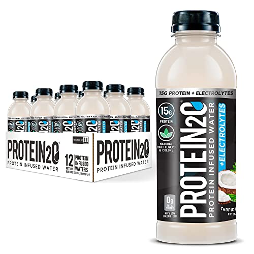 Protein2o 15g Whey Protein Infused Water, Tropical Coconut, 16.9 oz Bottle (Pack of 12)