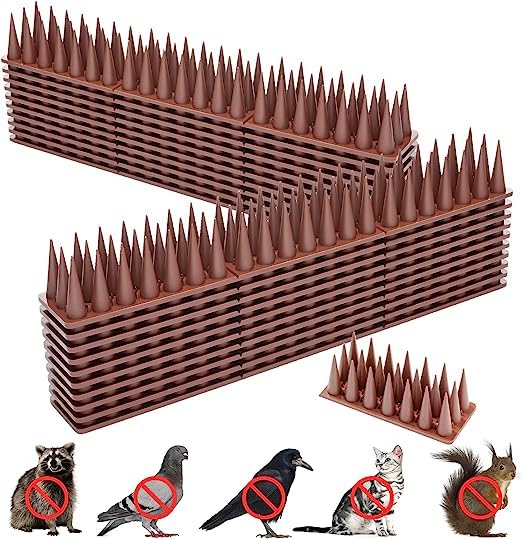 Bird Spikes, 20 Pack Bird Squirrel Raccoon Pigeon Cat Animal Deterrent Spikes for Outside Anti Bird Defender Spikes Outdoor to Keep Birds Away