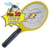 ASISNAI Bug Zapper 18" Electric Fly & Mosquito Swatter Racket - Outdoor/Indoor Killer for Flies, Battery-Operated Tennis Killing Zap, 3000 Volts Electronic Catcher, 2 AA Batteries Included - Yellow