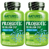 NATURELO Probiotic Supplement - 50 Billion CFU - 11 Strains - One Daily - Helps Support Digestive & Immune Health - Delayed Release - No Refrigeration Needed - 120 Vegan Capsules