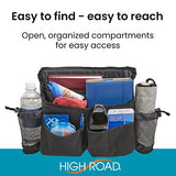 High Road Mobility Walker Bag, Wheelchair Pack and Scooter Bag with 4 Pockets and 2 Bottle Holders for Adult Daily Living (Black)