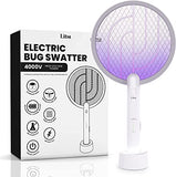 LiBa Electric Fly Swatter Racket, 2 in 1 Electric Bug Zapper USB Rechargeable, 4000V Indoor Outdoor Mosquito Zapper with 5 Layer Safety Mesh, Cordless Insect Killer Trap Home Office Camping Patio