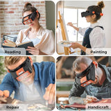 Headband Magnifier with Light, Rechargeable Magnifying Glasses for Close Work, 1.5X - 3.5X Magnifying Headset with 4 Lenses, Jewelers Magnifying Glass Optivisor Loupe Visor for Reading,Crafts,Hobby