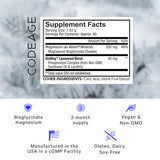 Codeage Magnesium Glycinate Powder Supplement, 2-Month Supply, Bisglycinate Magnesium Chelate, Unflavored, Liposomal Delivery & Absorption, Chelated Magnesium Powder Mineral, Non-GMO Vegan, 3 oz