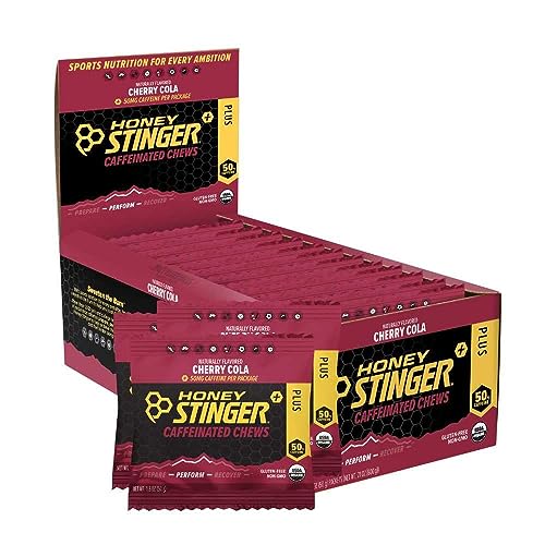 Honey Stinger Cherry Cola Caffeinated Energy Chew | Gluten Free | With Caffeine | For Exercise, Running and Performance | Sports Nutrition for Home & Gym, Pre and Mid Workout | 12 Pack, 23.2 Ounce