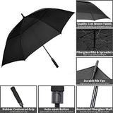 MRTLLOA Automatic Open Golf Umbrella, Extra-Large Oversized Double Canopy Vented Windproof Waterproof Stick Rain Golf Umbrellas for Men and Women (Black, 68 inch)