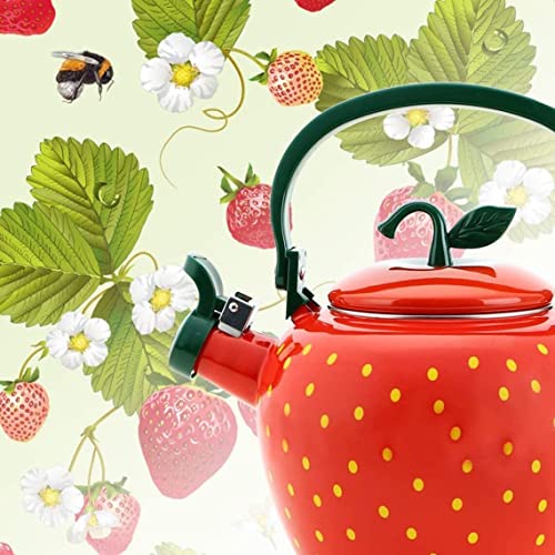 Whistling Tea Kettle for Stove Top Enamel on Steel Teakettle, Supreme Housewares Strawberry Fruit Decor Teapot Water Kettle Cute Kitchen Accessories Teteras (2.3 Quart, Strawberry)