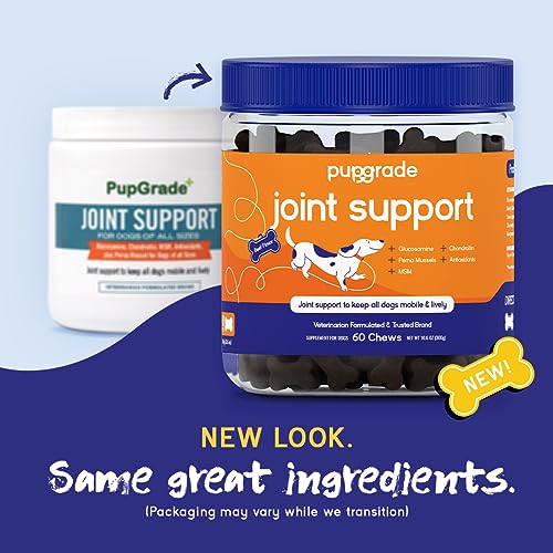 PupGrade Joint Support Supplement for Dogs - Natural Glucosamine Chondroitin with MSM - Hip & Joint Pain Relief - Recommended for Hip Dysplasia, Arthritis & Joint Disease - USA Tested - 60 Chews