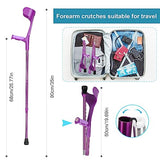 Antdvao Forearm Crutches Pair Folding Crutches Lightweight Adjustable Crouches for Walking,Rubber Handles, Comfortable, Non-Slip Crutches for Adults(Purple)