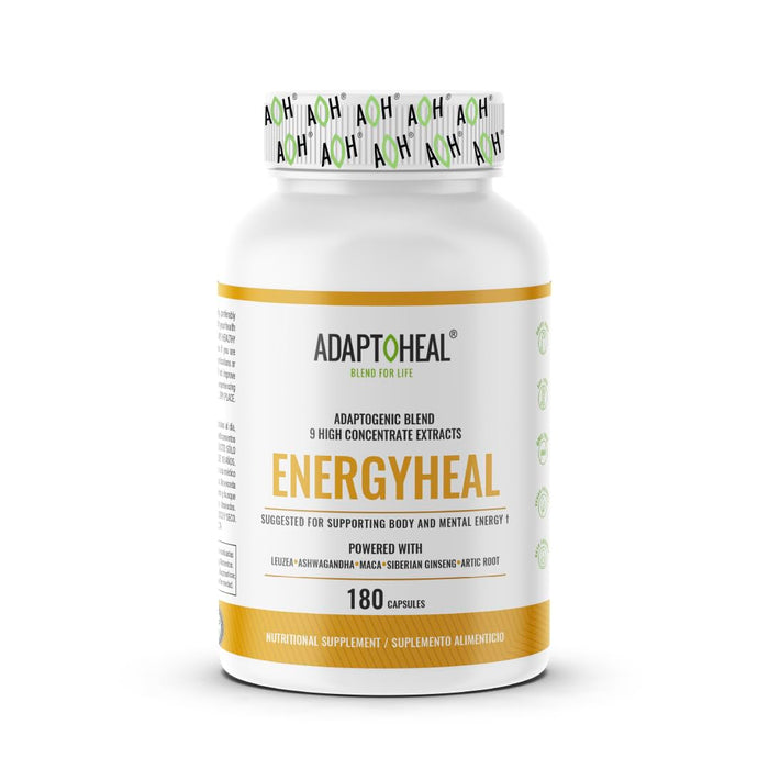 ADAPTOHEAL Energyheal – Energy Boost, Food Supplement with Ashwagandha, Rhodiola Rosea, Maca – Increases Energy, Focus and Vitality (180 Capsules)