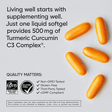 Sports Research Turmeric Curcumin C3 Complex - Softgels with Bioperine Black Pepper Extract & Organic Coconut Oil, Standardized 95% Curcuminoids - Non-GMO Verified & Gluten Free - 500mg, 60 Count
