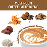 Om Mushroom Superfood Coffee Latte Blend Mushroom Powder, 8.47 Ounce Canister, 30 Servings, Lion's Mane, Cordyceps, Reishi, Chaga, Energy & Mental Clarity Support Supplement