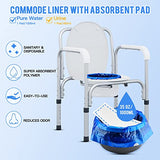 LaSyL Commode Liners with Absorbent Pads-Disposable Bedside Commode Liners and Pads for Adult Commode Chairs, Portable & Camping Toilet Bags-Value Pack Medical Grade No Leaks 60 Pack Universal Fit