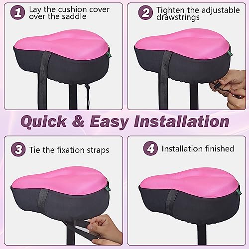 Zacro Bike Seat Cushion, Soft Gel Padded Bike Seat Cover, Compatible with Peloton, Wide Bicycle Seat Saddle Memory Foam, Comfort on Exercise Bike, Stationary Bike