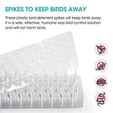 Touri 24 Pack Clear Transparent PVC Bird Spikes Deterrent Strips for Outside to Keep Birds, Pigeons, Cats, Squirrels, Raccoons Away