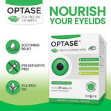 OPTASE Tea Tree Oil Eyelid Wipes - Cleansing for Dry Eyes Blepharitis Treatment Preservative Free, Natural Ingredients Step 2 Cleanse TTO Eye Wipes, Box of 20