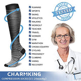 CHARMKING Compression Socks for Women & Men (8 Pairs) 15-20 mmHg Graduated Copper Support Socks are Best for Pregnant, Nurses - Boost Performance, Circulation, Knee High & Wide Calf (S/M, Multi 29)