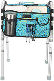 Double Sided Walker Bag, Walker Organizer Pouch Tote for Rollator and Folding Walker (Plaidblue)