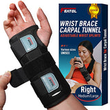 FEATOL Wrist Brace for Carpal Tunnel, Adjustable Night Wrist Support Brace with Splints Right Hand, Medium/Large, Hand Support for Arthritis, Tendonitis, Sprain, Injuries, Wrist Pain