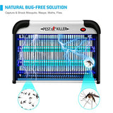 Indoor Electric Bug Zapper, 2800V Powerful Flying Insect Mosquito Killer w/ 20W Blue Light Attract, Plug-in Pest Control Machine for Moth, Fruit Fly, Fungus Gnat, Garage Bug Catcher/Eliminator/Trap