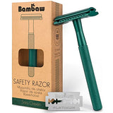 Bambaw Men Safety Razor, Single Blade Razor for Men & Women, Plastic Free Metal Razor – Sea Green