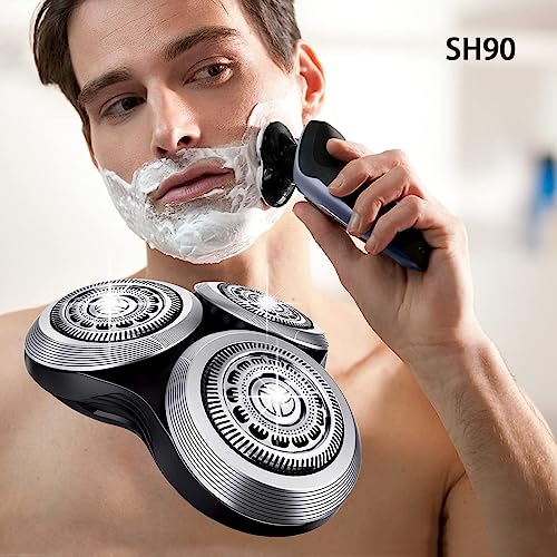 SH90 Replacement Heads for Philips Norelco Shavers Series 9000, New version of metal wheel buckle and Upgrade double-layer Precision Blades