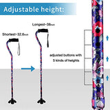 LIXIANG Walking Canes for Women & Men Adjustable Walking Stick,Folding Cane with Soft Sponge Offset Handle,Lightweight,Suitable for Arthritis,The Elderly and The Disabled(Blue Flower)