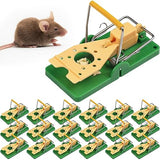 Qualirey 18 Pcs Mouse Traps Green Plastic Mice Trap Rat Traps House with Yellow Cheese Color Board Quick Sensitive Effective Mouse Trap Safe Reusable Sanitary Mice Traps for House, Garage, Outside