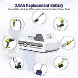 C D H 3.0Ah 24VBAT-LTE Replacement Lithium-iON Battery+Fast Charger for Snow Joe 24V Cordless Power Tools Starter Kit Compatible with Snow Joe 24VBAT-LTE 24V ion+Models