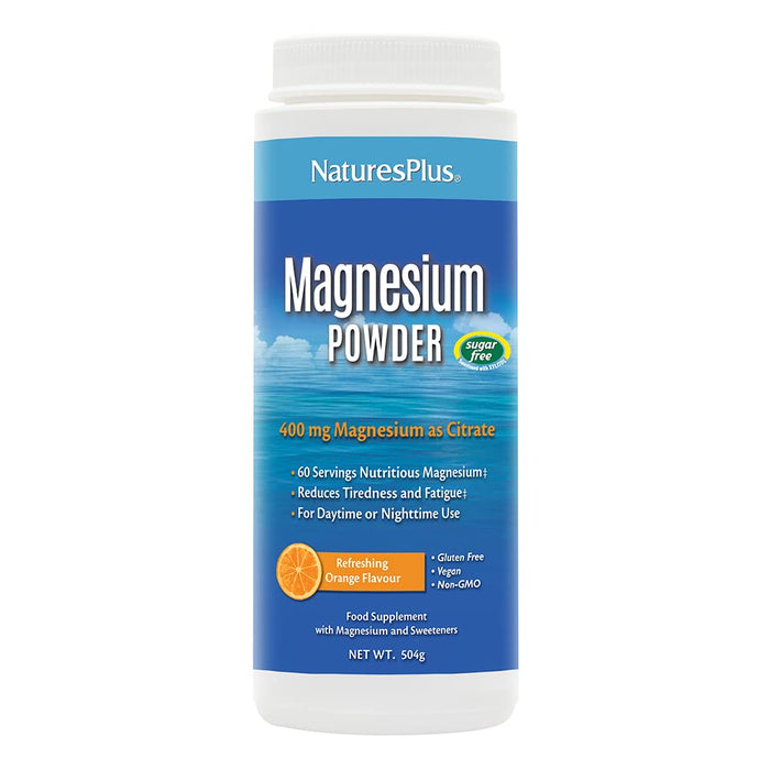 NaturesPlus KalmAssure Magnesium Powder - 1.15 lb - Orange Flavor - Supports Nerve and Muscle Relaxation - Non-GMO, Gluten Free, Vegan - 60 Servings