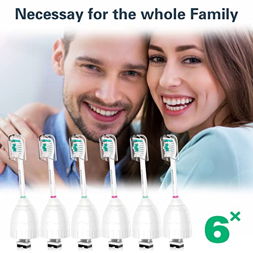 Aoremon Replacement Toothbrush Heads Compatible with Philips sonicare E-Series, 6 Pack Replacement Brush Heads Come with Caps