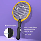 PALONE Electric Fly Swatter 4000V Bug Zapper Racket 2 in 1 Fly Swatter Electric Fly Zapper Racket with 3 Layers Safety Mesh USB Rechargeable Insect Racket for Mosquitoes Flies Gnats (Yellow/Black)