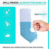 MedVance- Urinals for Men 1000ml with Glow in The Dark Spill Proof Pop Cap Lid, Plastic Pee Bottles for Men, Male Urinals, Pee Container Men, Portable Urinal for Car, Elderly & Incontinence (6 Pack)