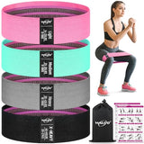 WALITO Resistance Bands for Legs and Butt, Fabric Exercise Loop Bands Yoga, Pilates, Rehab, Fitness and Home Workout, Strength Bands for Booty (Set of 4)