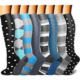 CHARMKING Compression Socks for Women & Men (8 Pairs) 15-20 mmHg Graduated Copper Support Socks are Best for Pregnant, Nurses - Boost Performance, Circulation, Knee High & Wide Calf (L/XL, Multi 42)