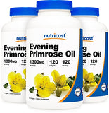 Nutricost Evening Primrose Oil 1,300mg, 120 Softgels (3 Bottles) - Non-GMO, Gluten Free, 120 Servings