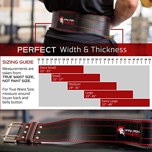 Large Dark Iron Fitness Weight Lifting Belt for Men & Women - 100% Leather Gym Belts for Weightlifting, Powerlifting, Strength Training, Squat or Deadlift Workout up to 600 Lbs﻿