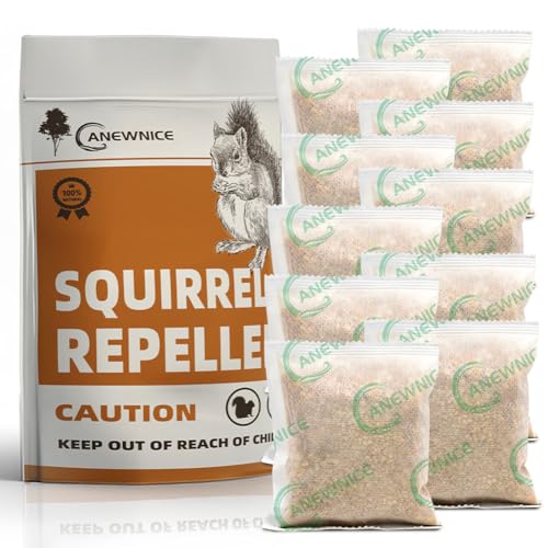 ANEWNICE Squirrel Repellent Outdoor, Rodent Repellent, Squirrel Repellent for Attic and Cars, Natural Squirrel Repellent for Bird Feeders and Garden, Ultra Powerful Chipmunk Repellent - 10Packs