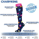 CHARMKING Compression Socks for Women & Men (8 Pairs) 15-20 mmHg Graduated Copper Support Socks are Best for Pregnant, Nurses - Boost Performance, Circulation, Knee High & Wide Calf (S/M, Multi 23)