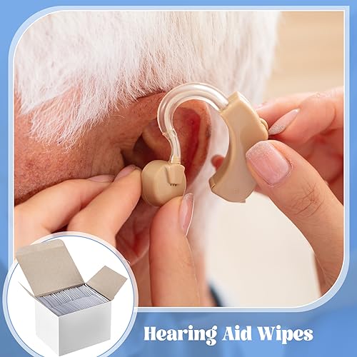 Dansib 200 Count Hearing Aid Wipes Individually Packaged Cleaning Towelette with Hearing Aid Cleaning Tools Hearing Aid Cleaning Wipes for Hearing Amplifier, Earbuds