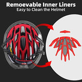 Bike Helmet, Basecamp Bicycle Helmet with Rear Light & Detachable Magnetic Goggles & Portable Backpack Lightweight Cycling Helmet Adjustable for Adult Men Women Mountain & Road (BC-069)