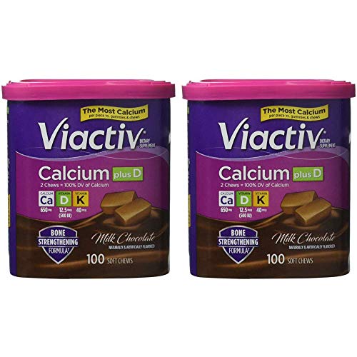 Viactiv Calcium (500mg) plus Vitamins D & K, Milk Chocolate, 90-Count Soft Chews (Pack of 2)