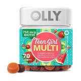 OLLY Teen Girl Multi Gummy, Healthy Skin and Immune Support, 15 Essential Vitamins, Biotin, Zinc, Calcium, Chewable Multivitamin, Berry Melon, 35 Day Supply - 70 Count