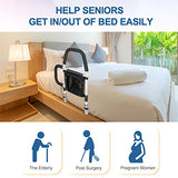 HEPO Bed Rails for Elderly Adults with Storage Pocket, Bed Assist Rail with Dual Grab Bars for Easily Getting in & Out of Bed, Bed Rail Fits King, Queen, Full, Twin Bed, Support Up to 300lbs